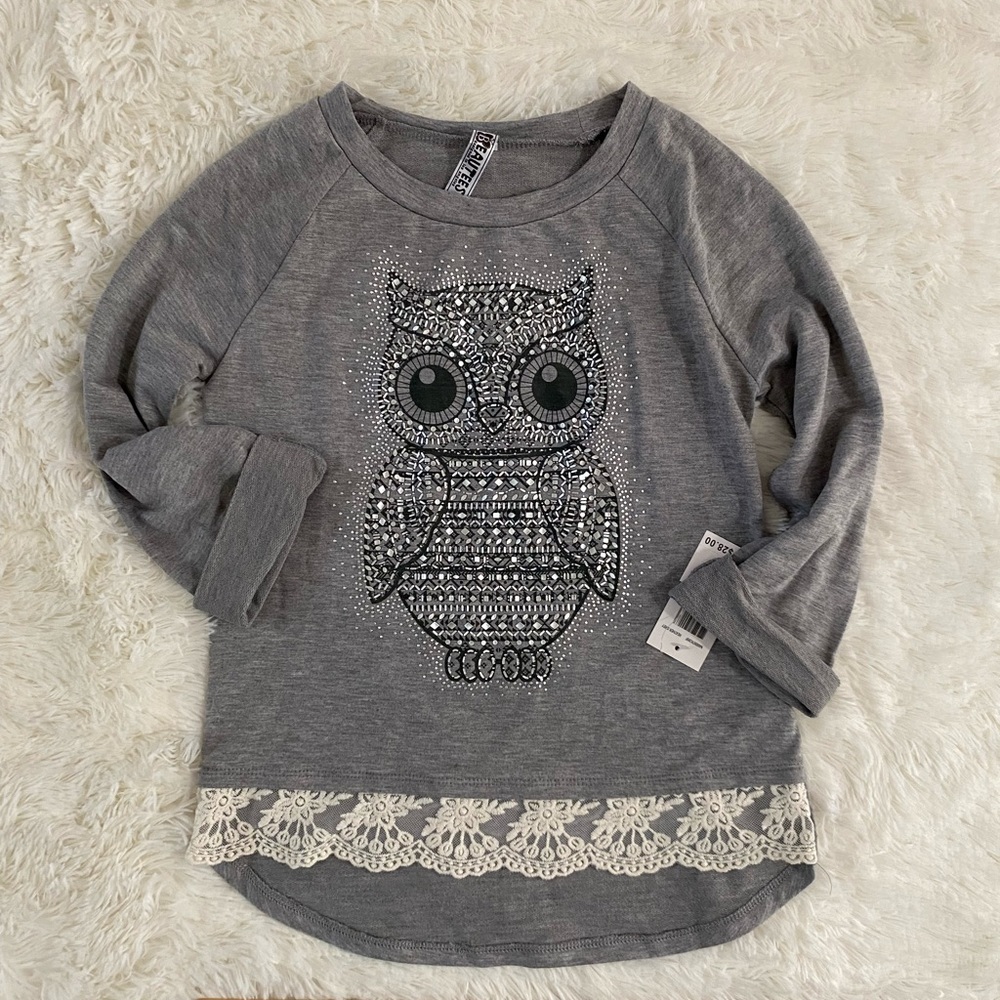 Beautees size girls large gray owl NEW with tags